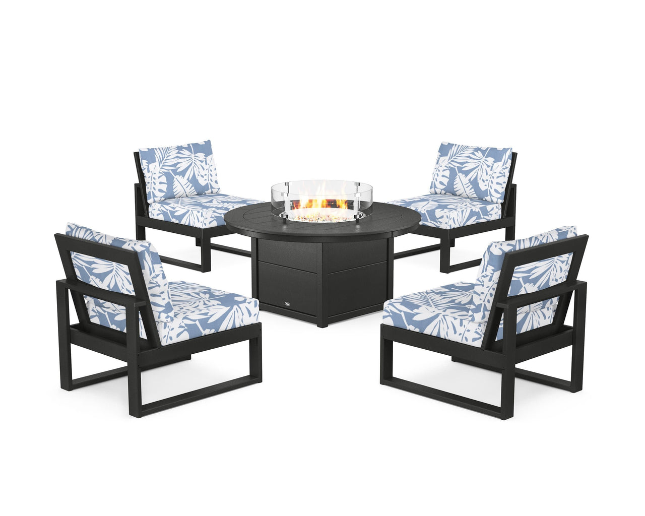 Trex Eastport Modular 5-Piece Deep Seating Set with Round Fire Pit Table