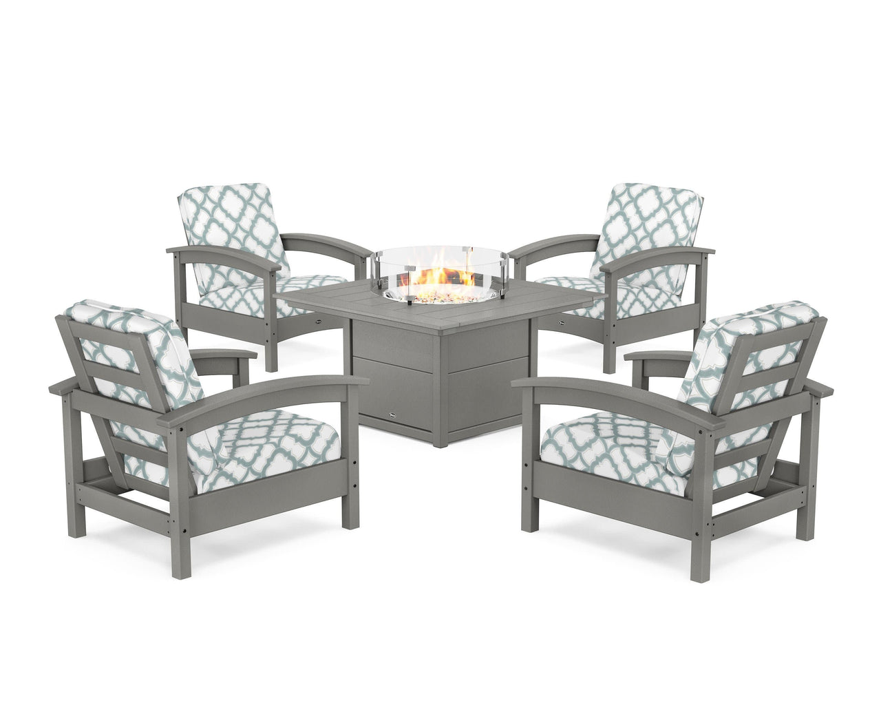 Trex Rockport 5-Piece Deep Seating Set with Square Fire Pit Table