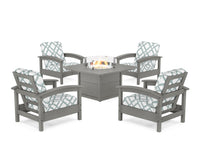 Thumbnail for Trex Rockport 5-Piece Deep Seating Set with Square Fire Pit Table