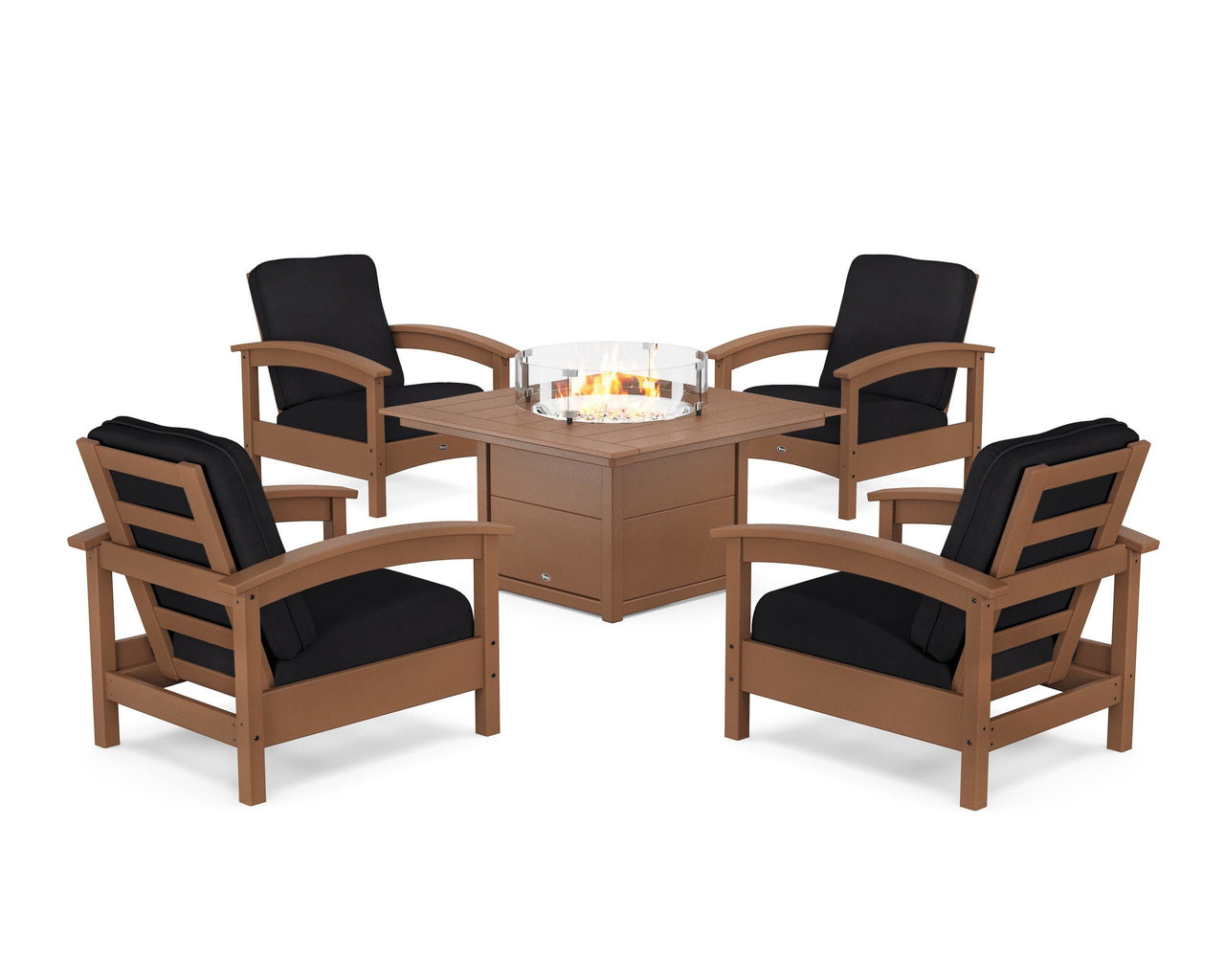 Trex Rockport 5-Piece Deep Seating Set with Square Fire Pit Table