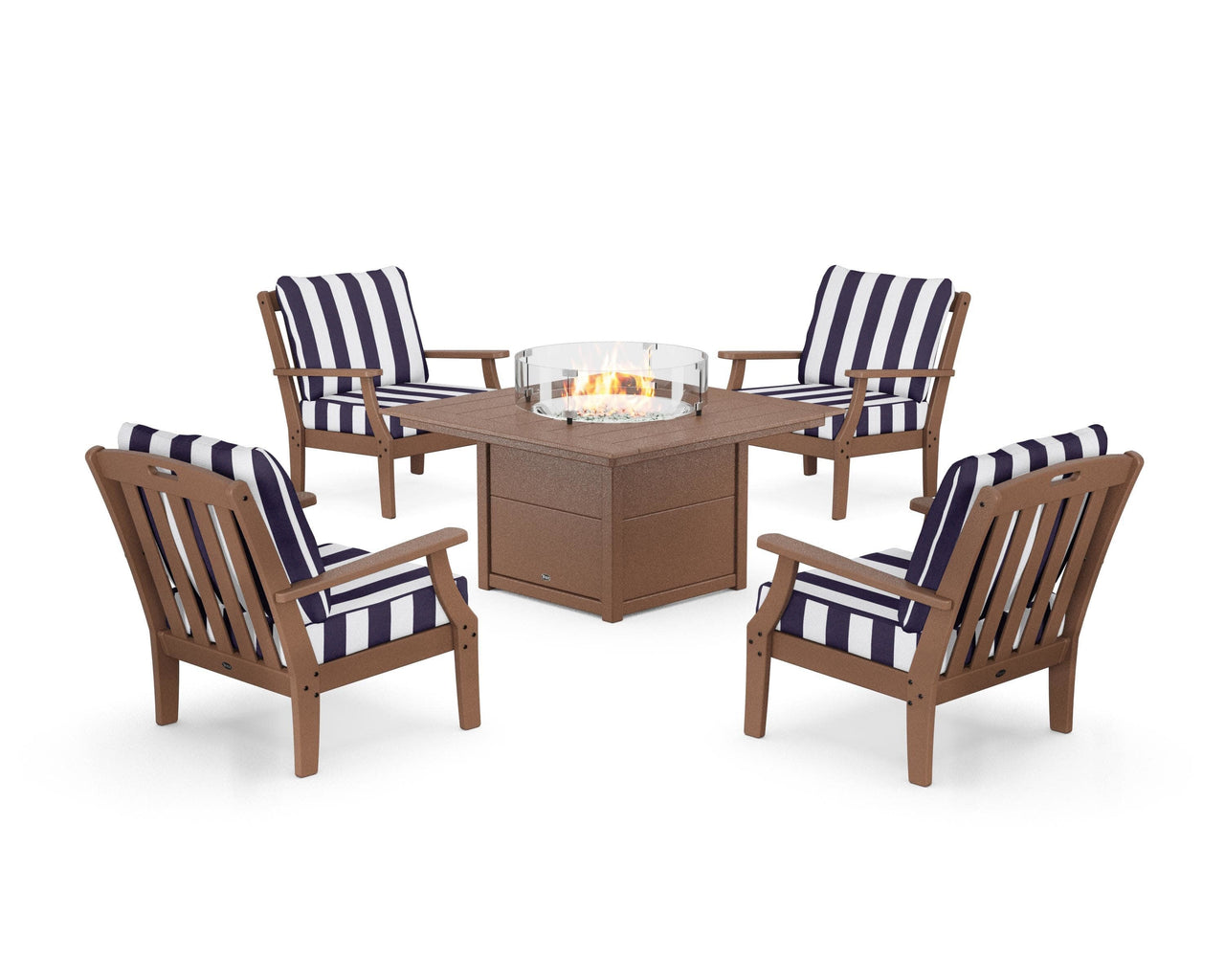Trex Yacht Club 5-Piece Deep Seating Set with Square Fire Pit Table
