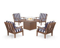 Thumbnail for Trex Yacht Club 5-Piece Deep Seating Set with Square Fire Pit Table