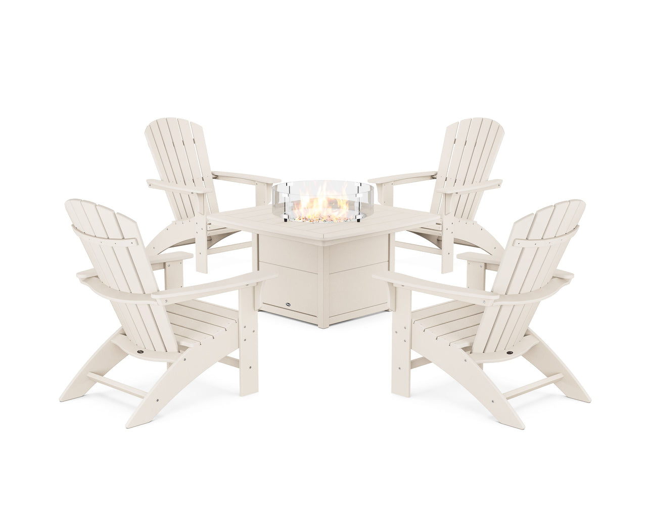 Trex Yacht Club Adirondack 5-Piece Set with Fire Pit Table - Sand Castle
