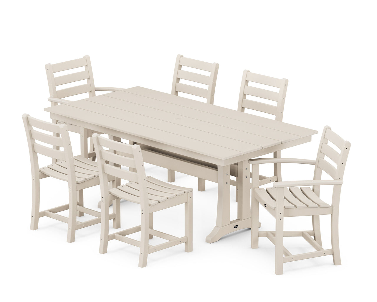 Trex Monterey Bay 7-Piece Farmhouse Trestle Dining Set - Sand Castle