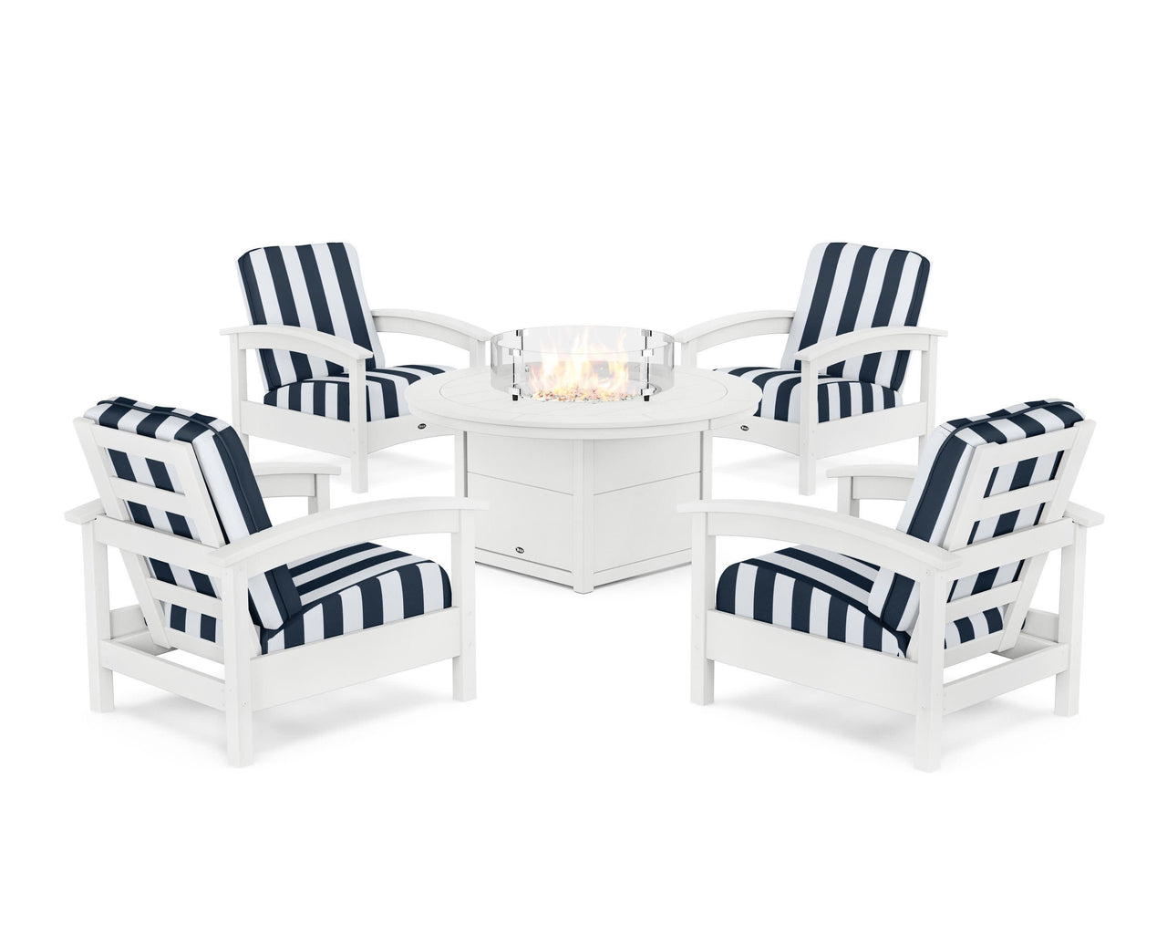 Trex Rockport 5-Piece Deep Seating Set with Round Fire Pit Table