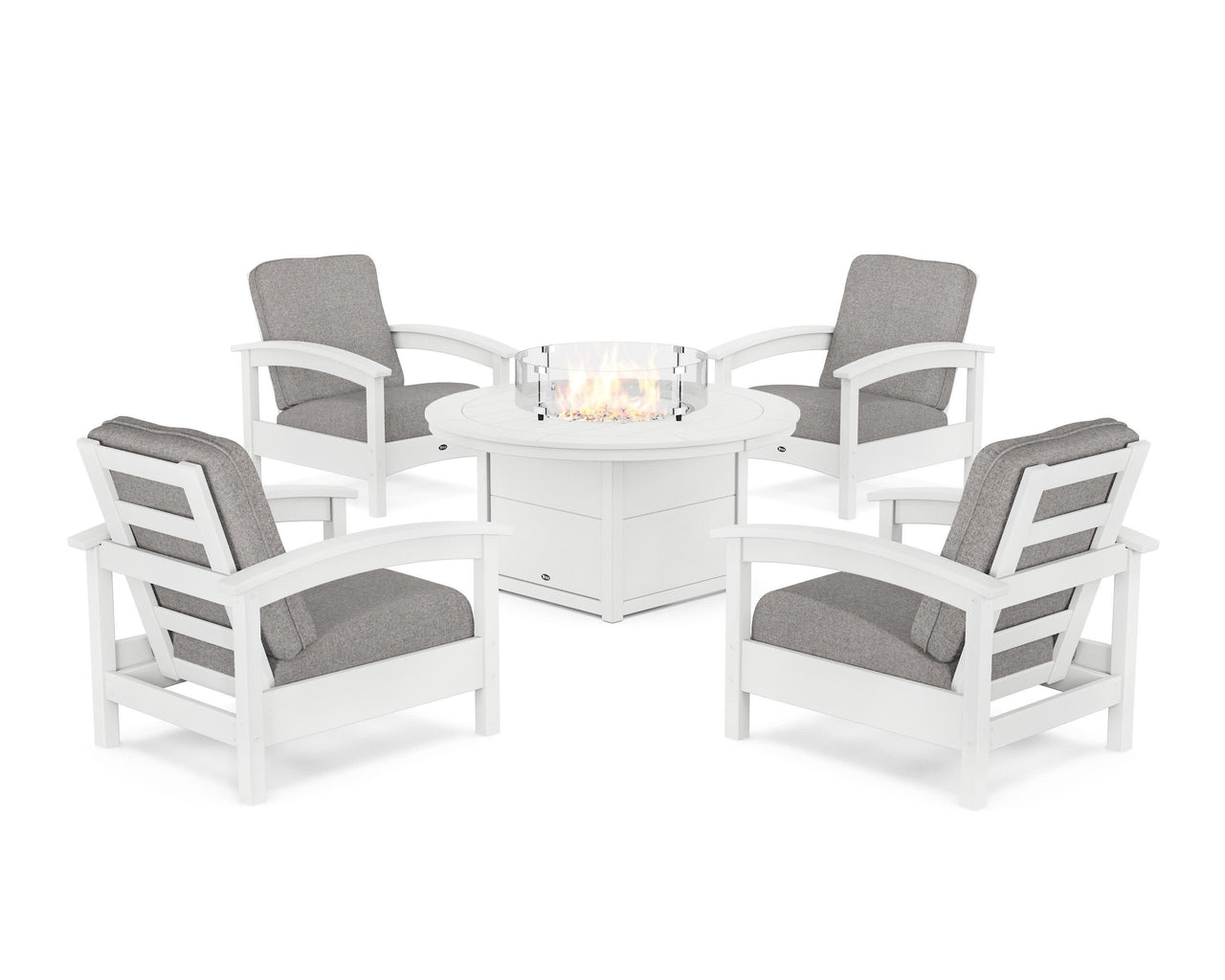 Trex Rockport 5-Piece Deep Seating Set with Round Fire Pit Table