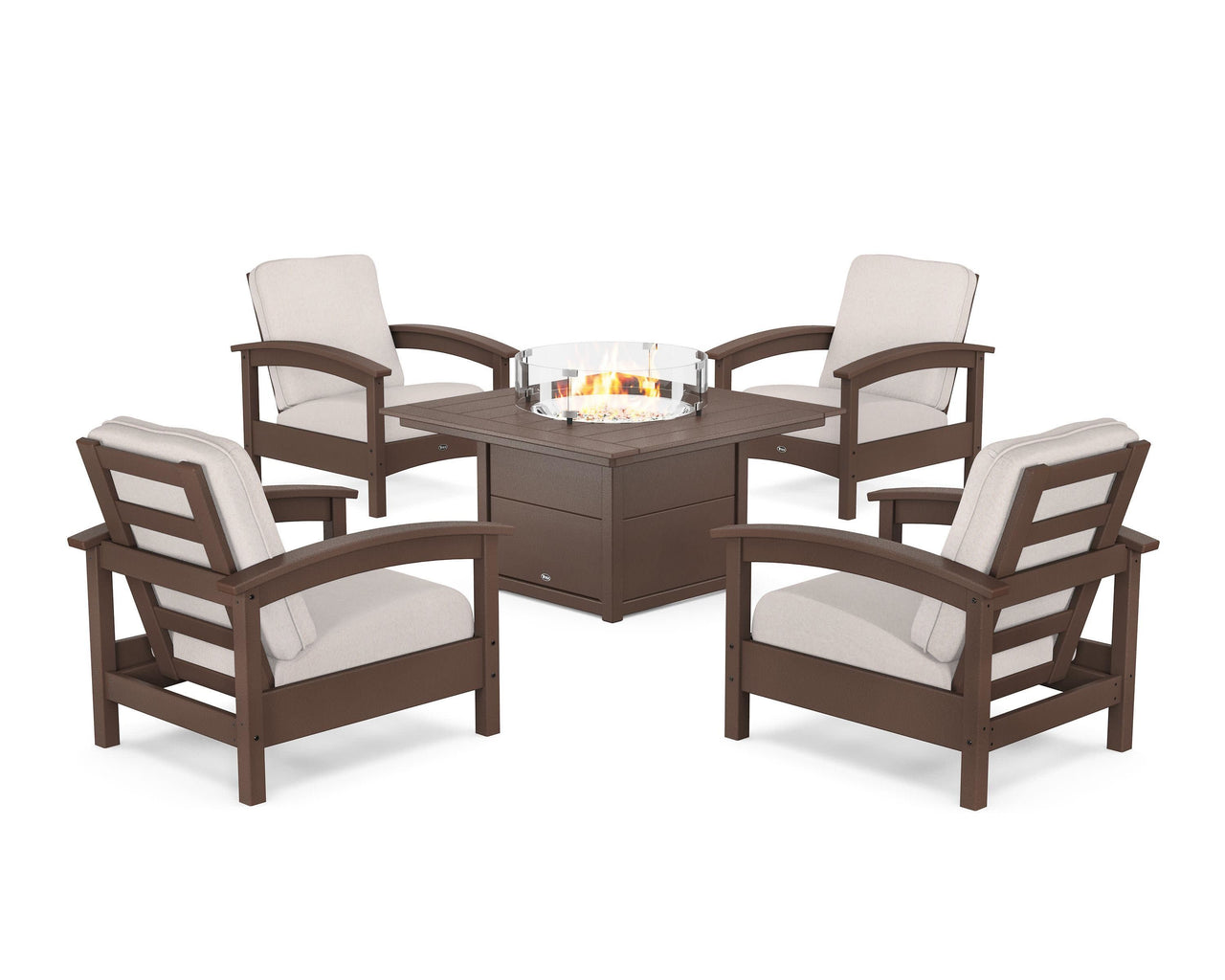 Trex Rockport 5-Piece Deep Seating Set with Square Fire Pit Table