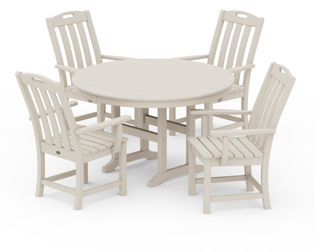 Trex Yacht Club 5-Piece Round Arm Chair Dining Set - Sand Castle