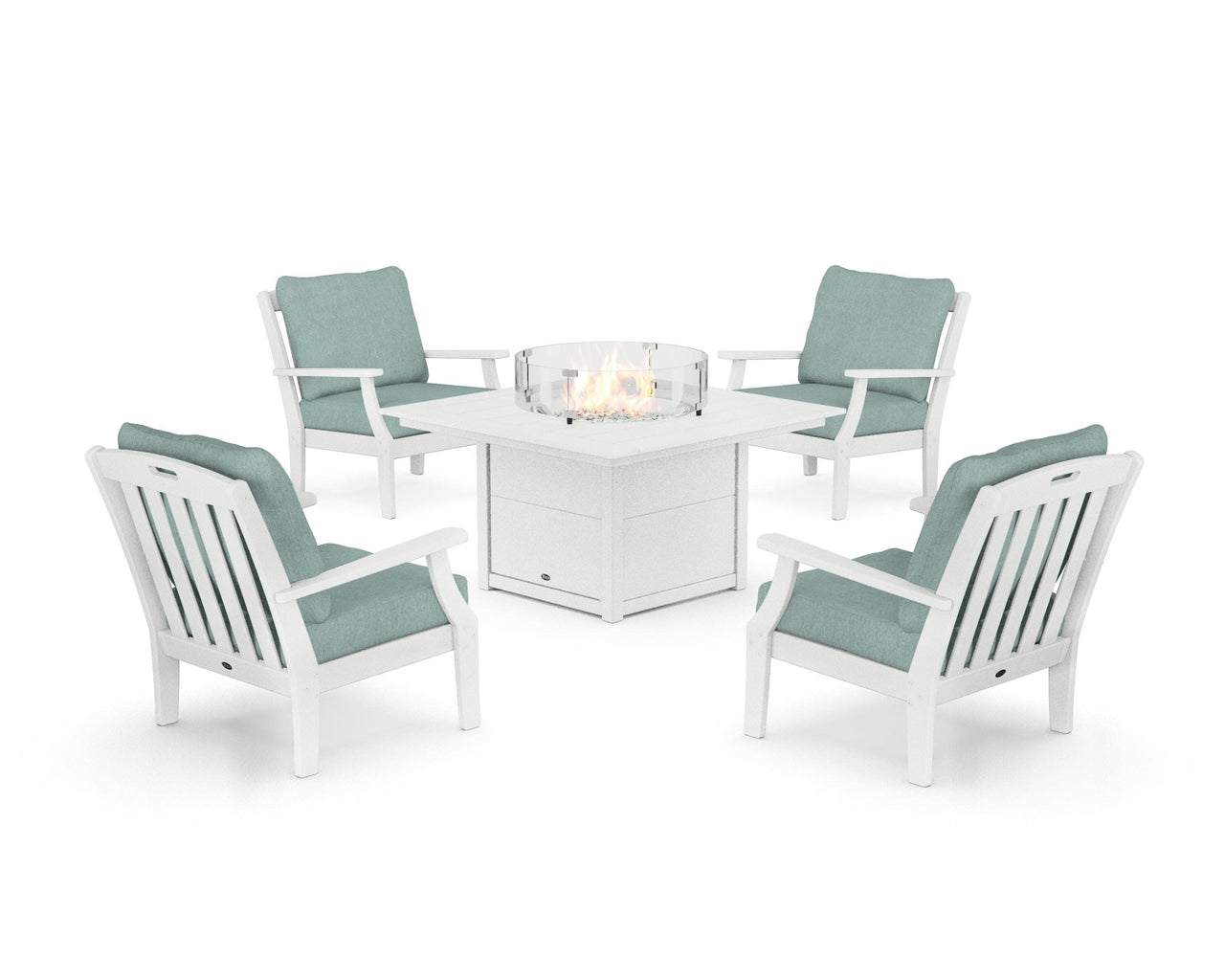 Trex Yacht Club 5-Piece Deep Seating Set with Square Fire Pit Table