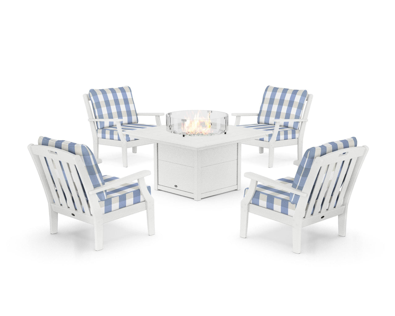 Trex Yacht Club 5-Piece Deep Seating Set with Square Fire Pit Table