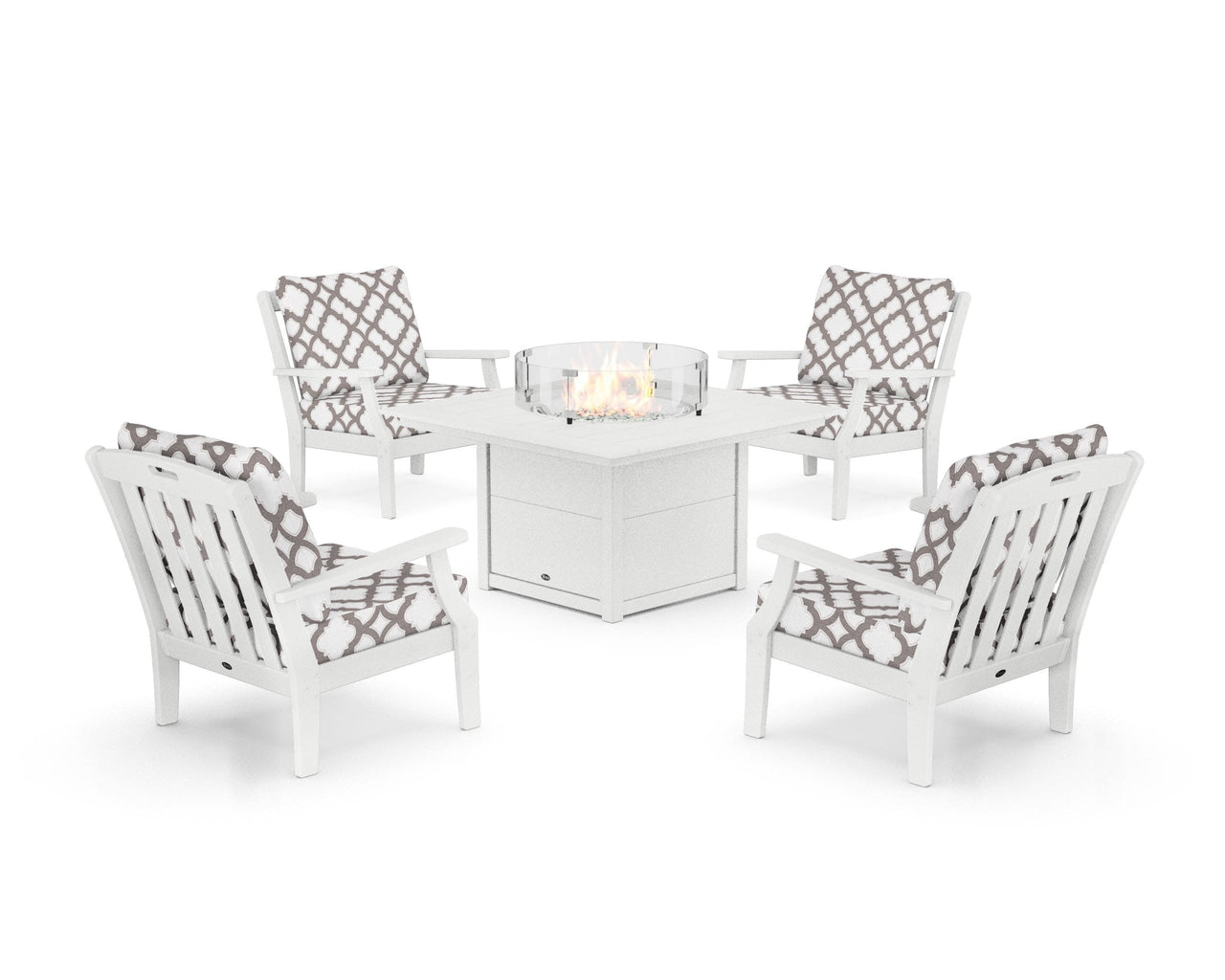 Trex Yacht Club 5-Piece Deep Seating Set with Square Fire Pit Table