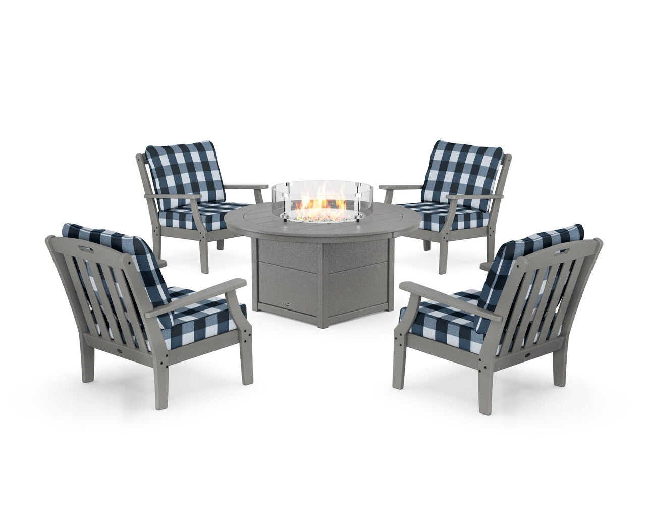 Trex Yacht Club 5-Piece Deep Seating Set with Round Fire Pit Table