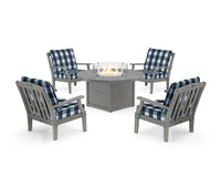 Thumbnail for Trex Yacht Club 5-Piece Deep Seating Set with Round Fire Pit Table