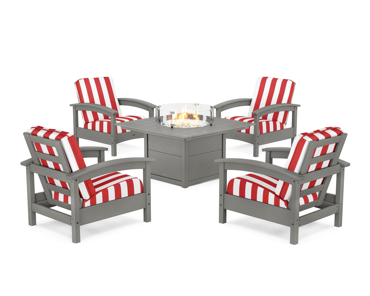 Trex Rockport 5-Piece Deep Seating Set with Square Fire Pit Table