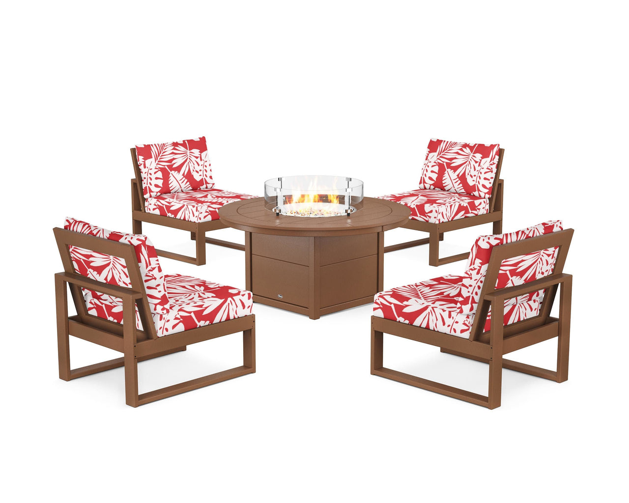 Trex Eastport Modular 5-Piece Deep Seating Set with Round Fire Pit Table