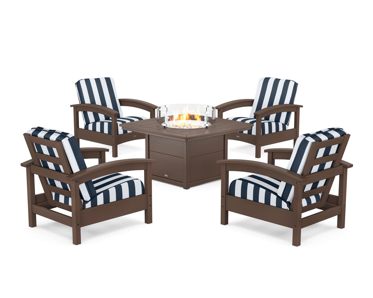 Trex Rockport 5-Piece Deep Seating Set with Yacht Club Fire Pit Table