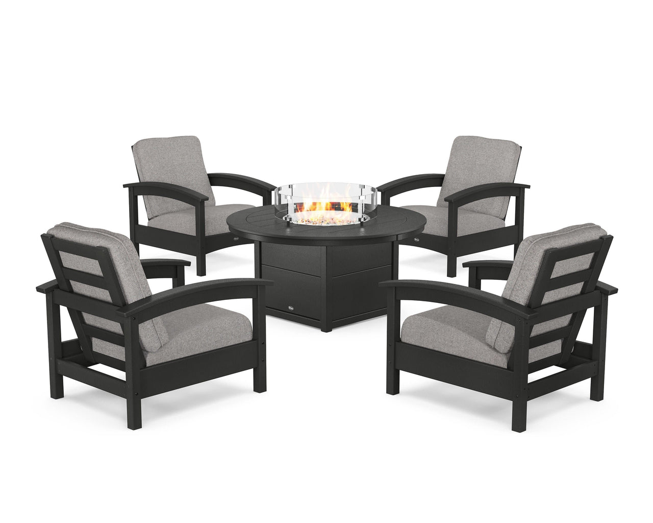 Trex Rockport 5-Piece Deep Seating Set with Round Fire Pit Table