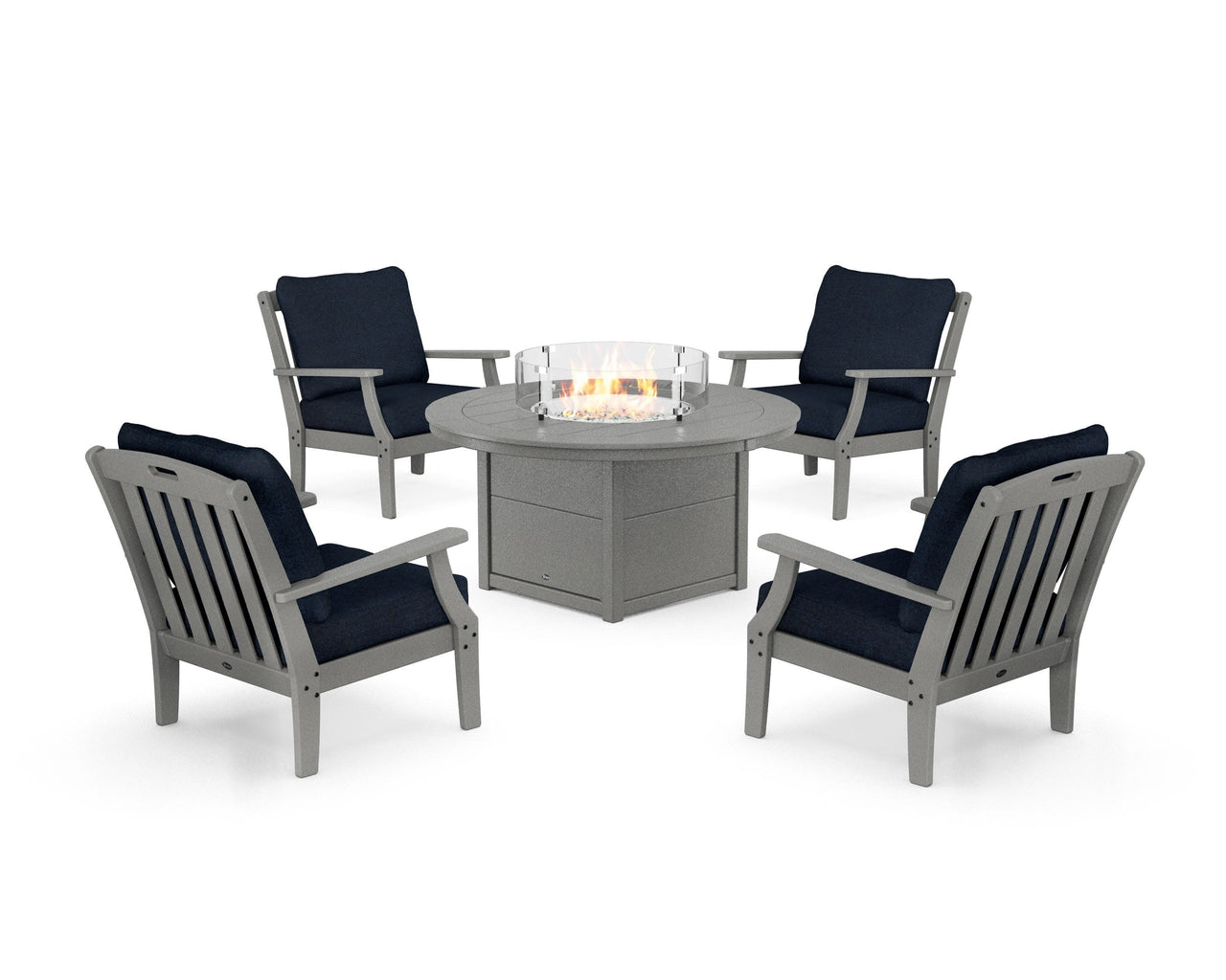 Trex Yacht Club 5-Piece Deep Seating Set with Round Fire Pit Table