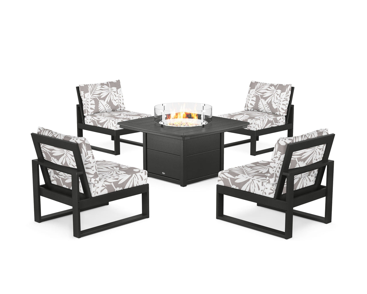 Trex Eastport Modular 5-Piece Deep Seating Set with Yacht Club Fire Pit Table