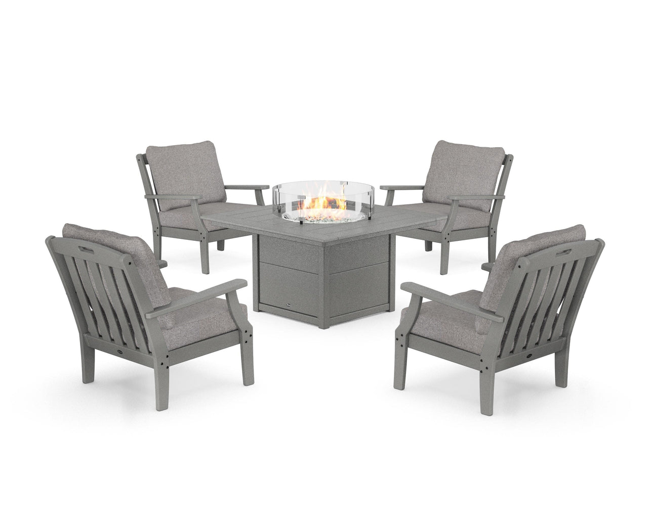 Trex Yacht Club 5-Piece Deep Seating Set with Square Fire Pit Table