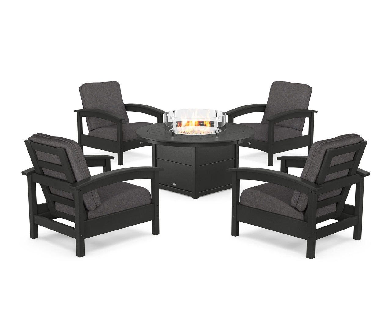 Trex Rockport 5-Piece Deep Seating Set with Round Fire Pit Table