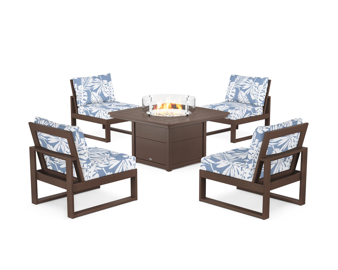 Trex Eastport Modular 5-Piece Deep Seating Set with Yacht Club Fire Pit Table
