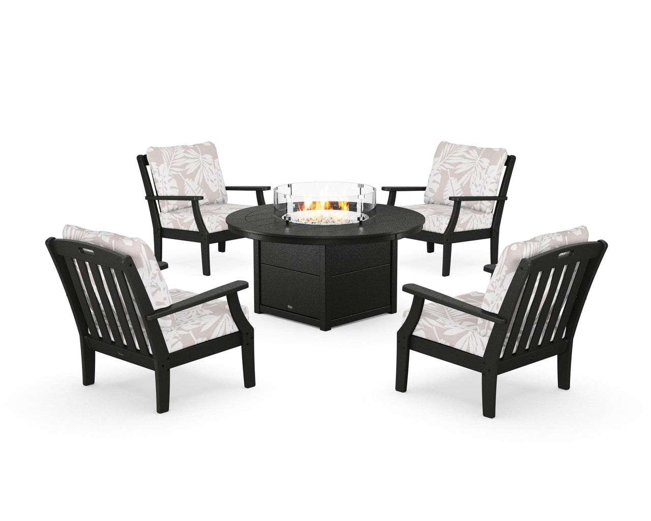 Trex Yacht Club 5-Piece Deep Seating Set with Round Fire Pit Table