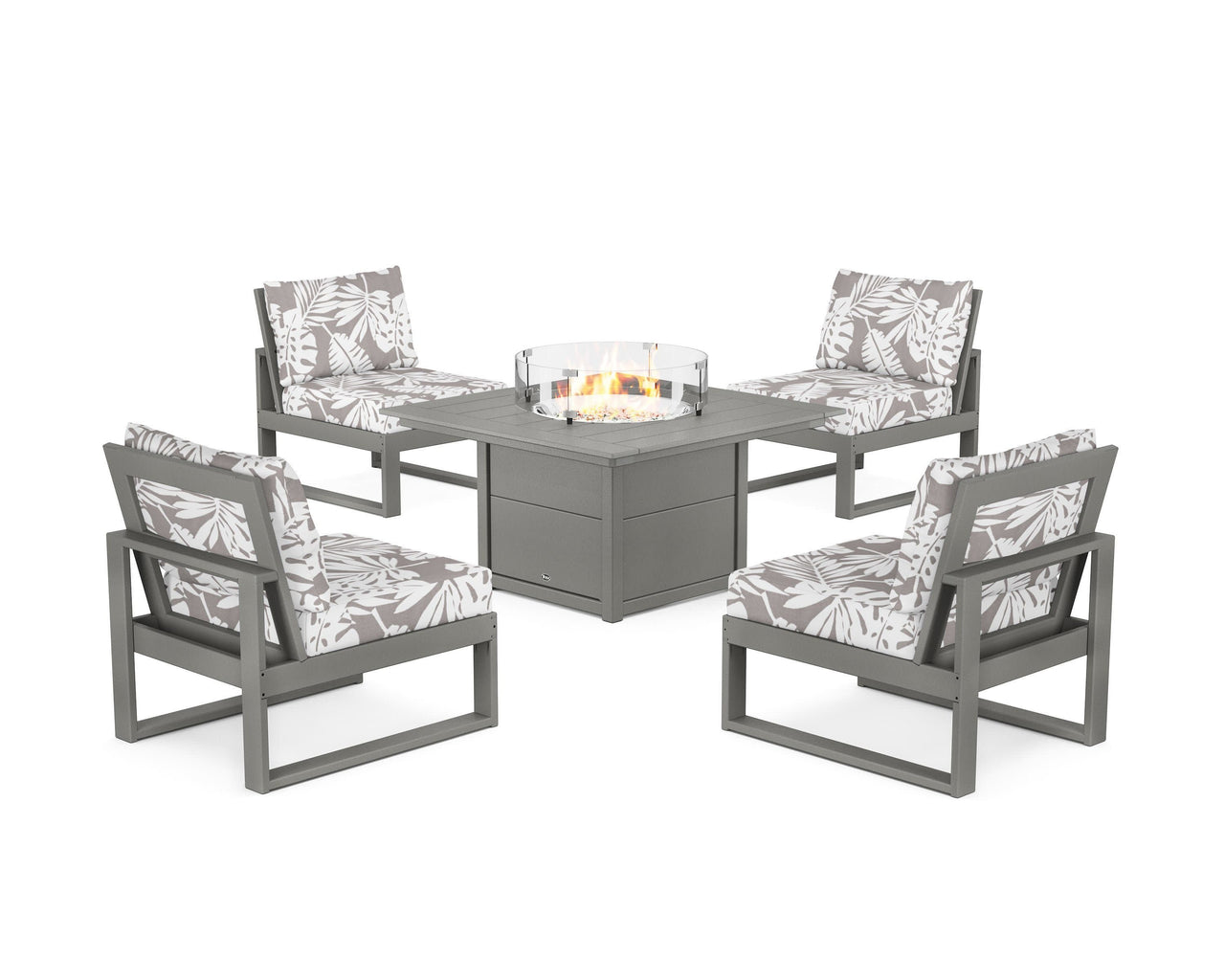 Trex Eastport Modular 5-Piece Deep Seating Set with Square Fire Pit Table