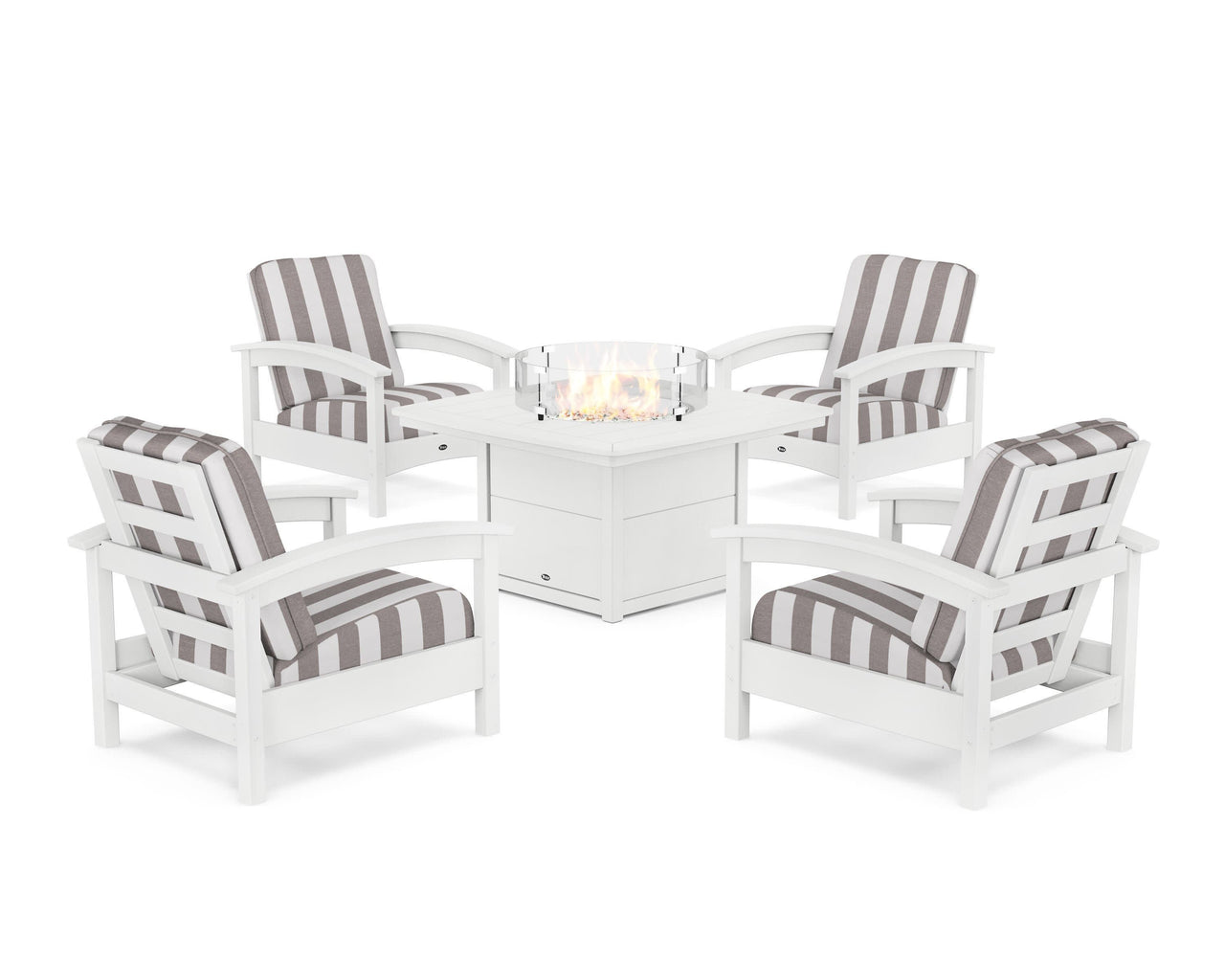 Trex Rockport 5-Piece Deep Seating Set with Yacht Club Fire Pit Table