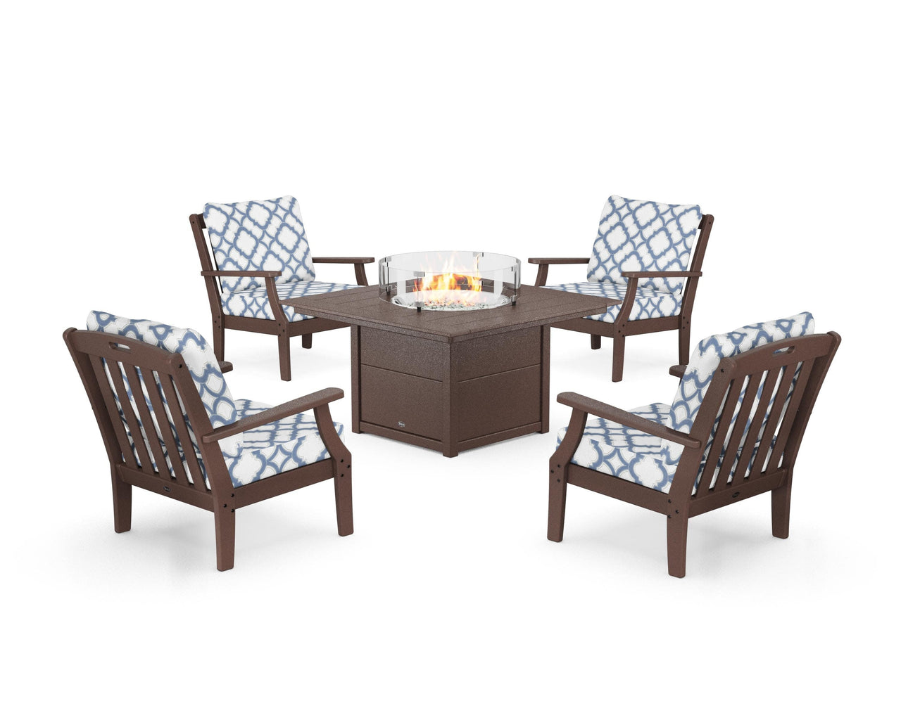 Trex Yacht Club 5-Piece Deep Seating Set with Square Fire Pit Table