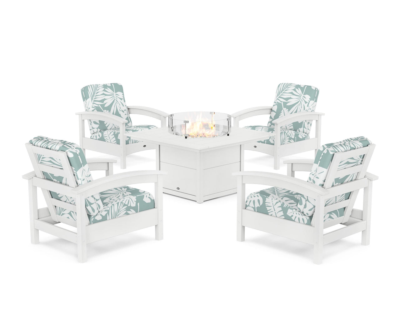 Trex Rockport 5-Piece Deep Seating Set with Square Fire Pit Table
