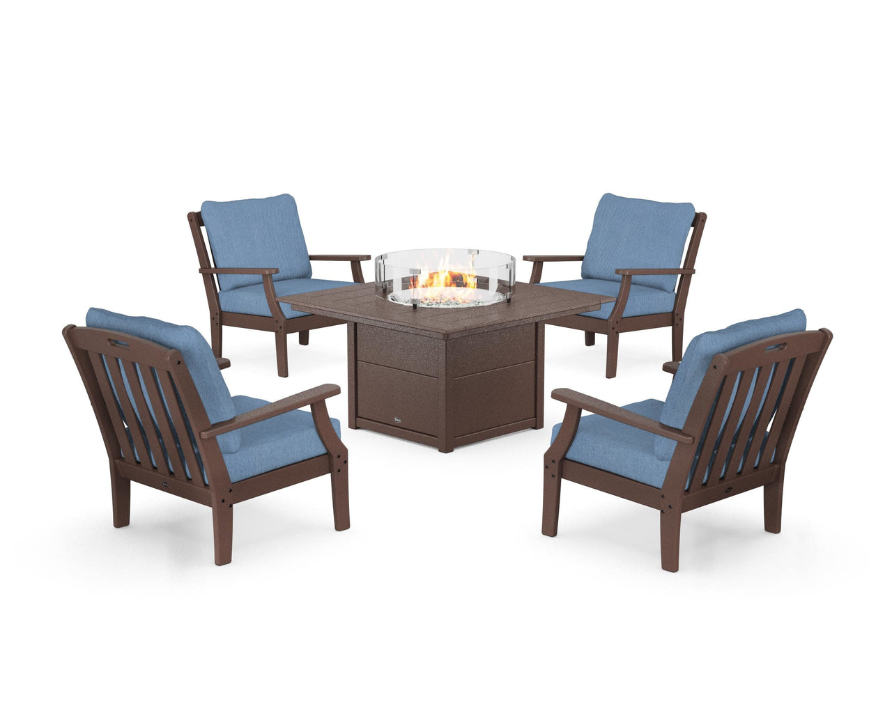 Trex Yacht Club 5-Piece Deep Seating Set with Square Fire Pit Table