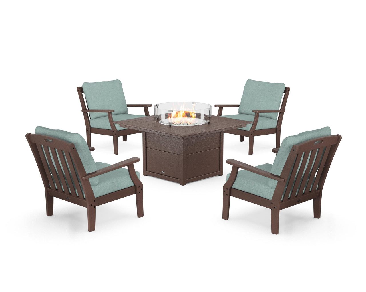 Trex Yacht Club 5-Piece Deep Seating Set with Square Fire Pit Table