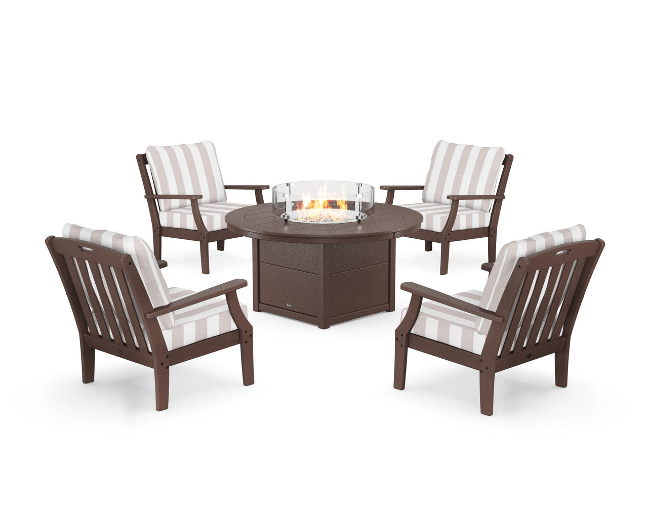 Trex Yacht Club 5-Piece Deep Seating Set with Round Fire Pit Table