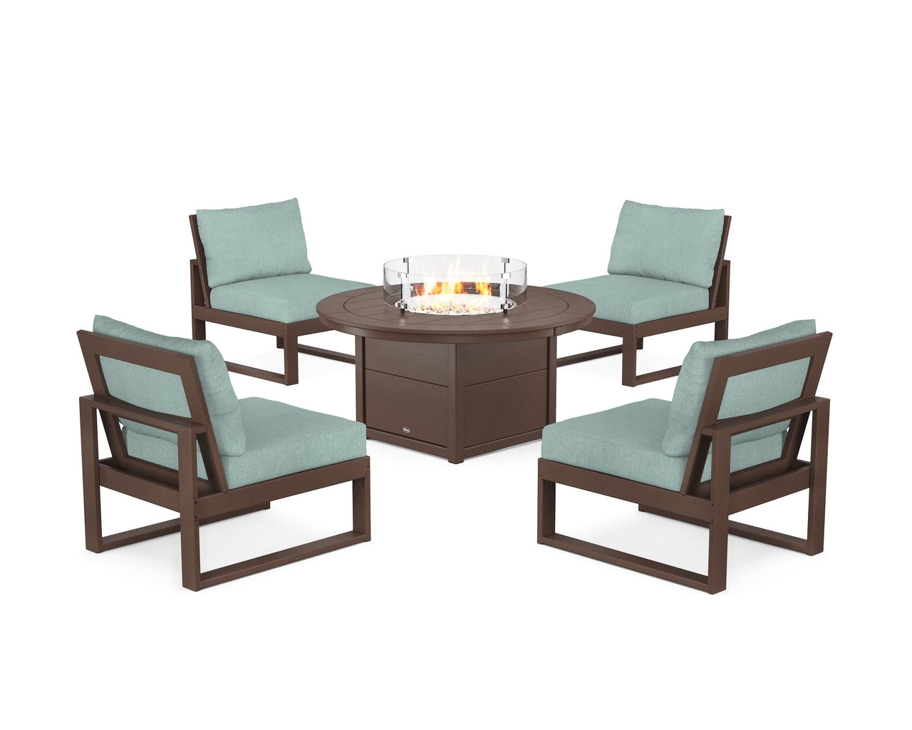 Trex Eastport Modular 5-Piece Deep Seating Set with Round Fire Pit Table