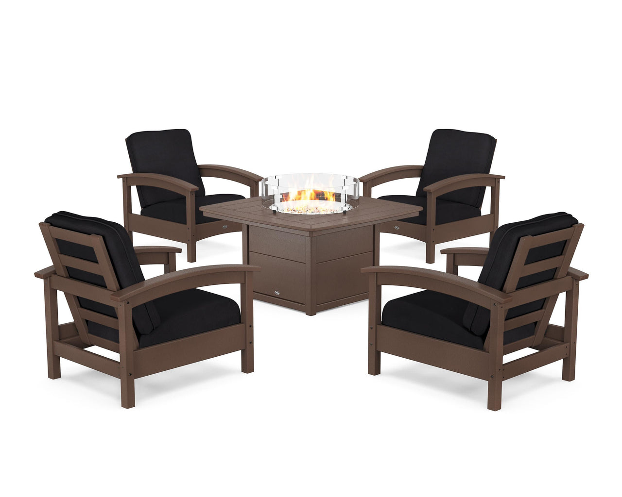 Trex Rockport 5-Piece Deep Seating Set with Yacht Club Fire Pit Table