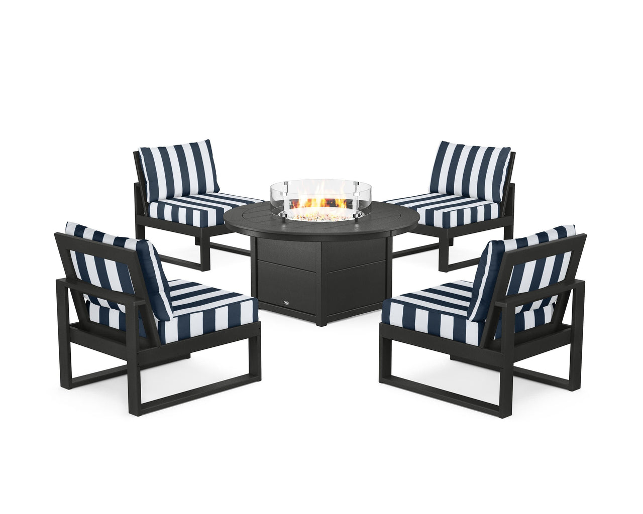 Trex Eastport Modular 5-Piece Deep Seating Set with Round Fire Pit Table