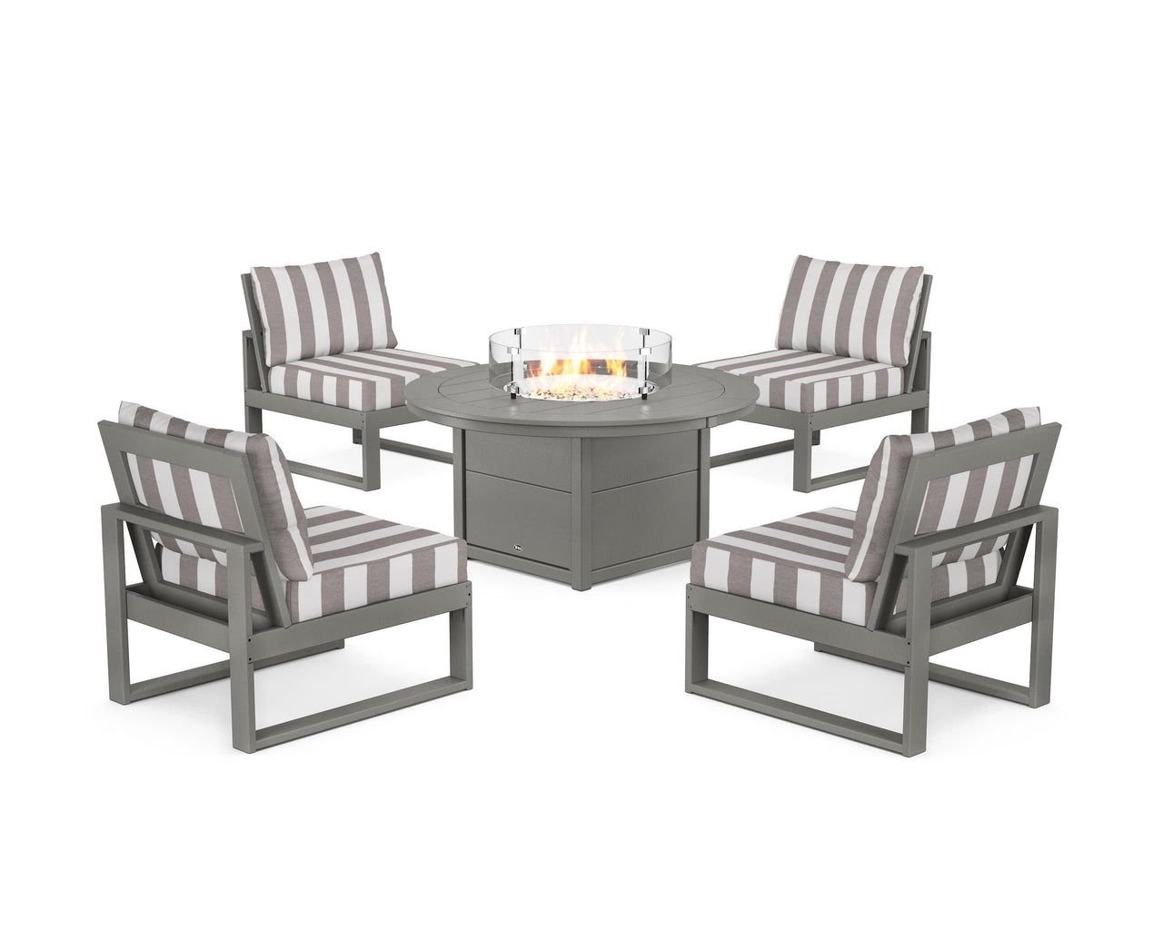 Trex Eastport Modular 5-Piece Deep Seating Set with Round Fire Pit Table