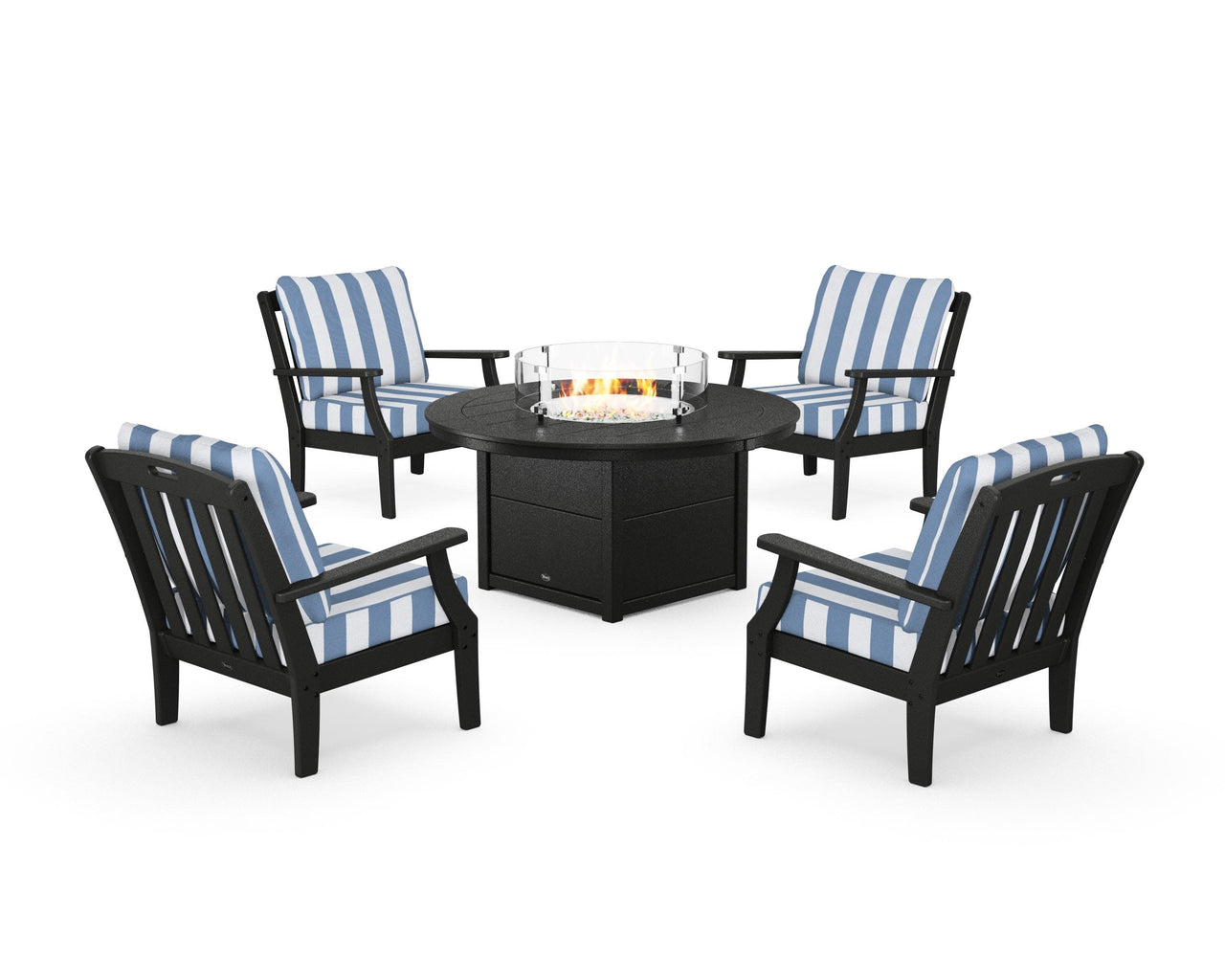 Trex Yacht Club 5-Piece Deep Seating Set with Round Fire Pit Table