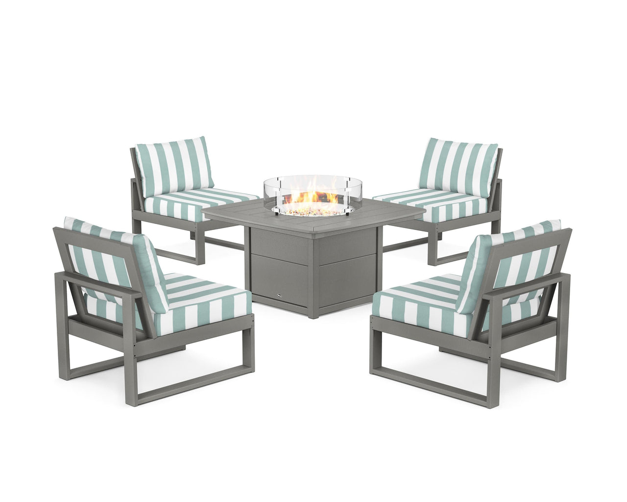 Trex Eastport Modular 5-Piece Deep Seating Set with Yacht Club Fire Pit Table