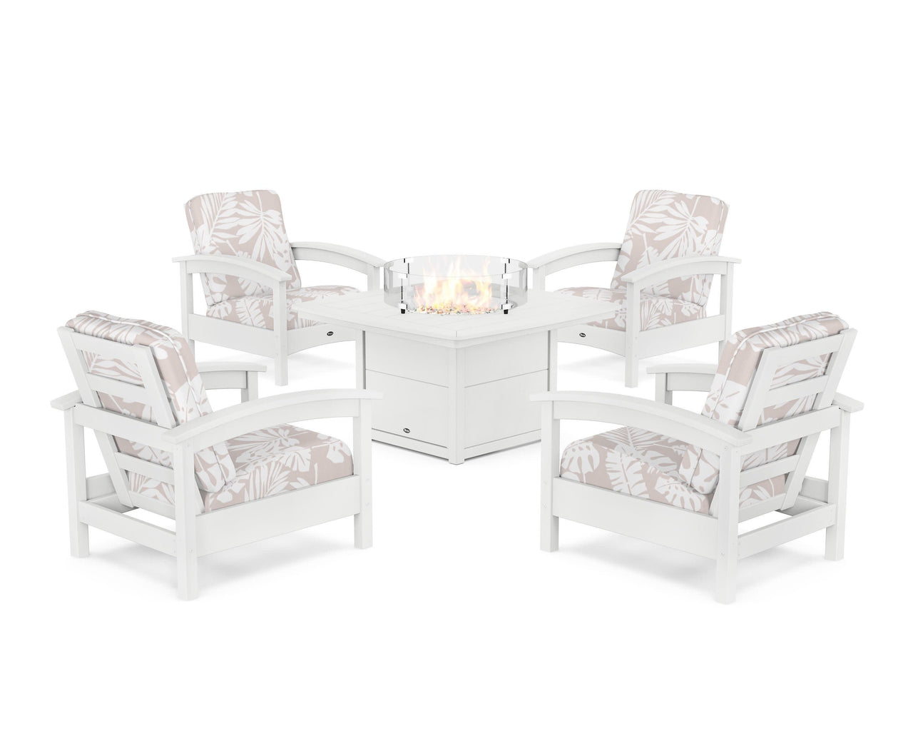 Trex Rockport 5-Piece Deep Seating Set with Yacht Club Fire Pit Table