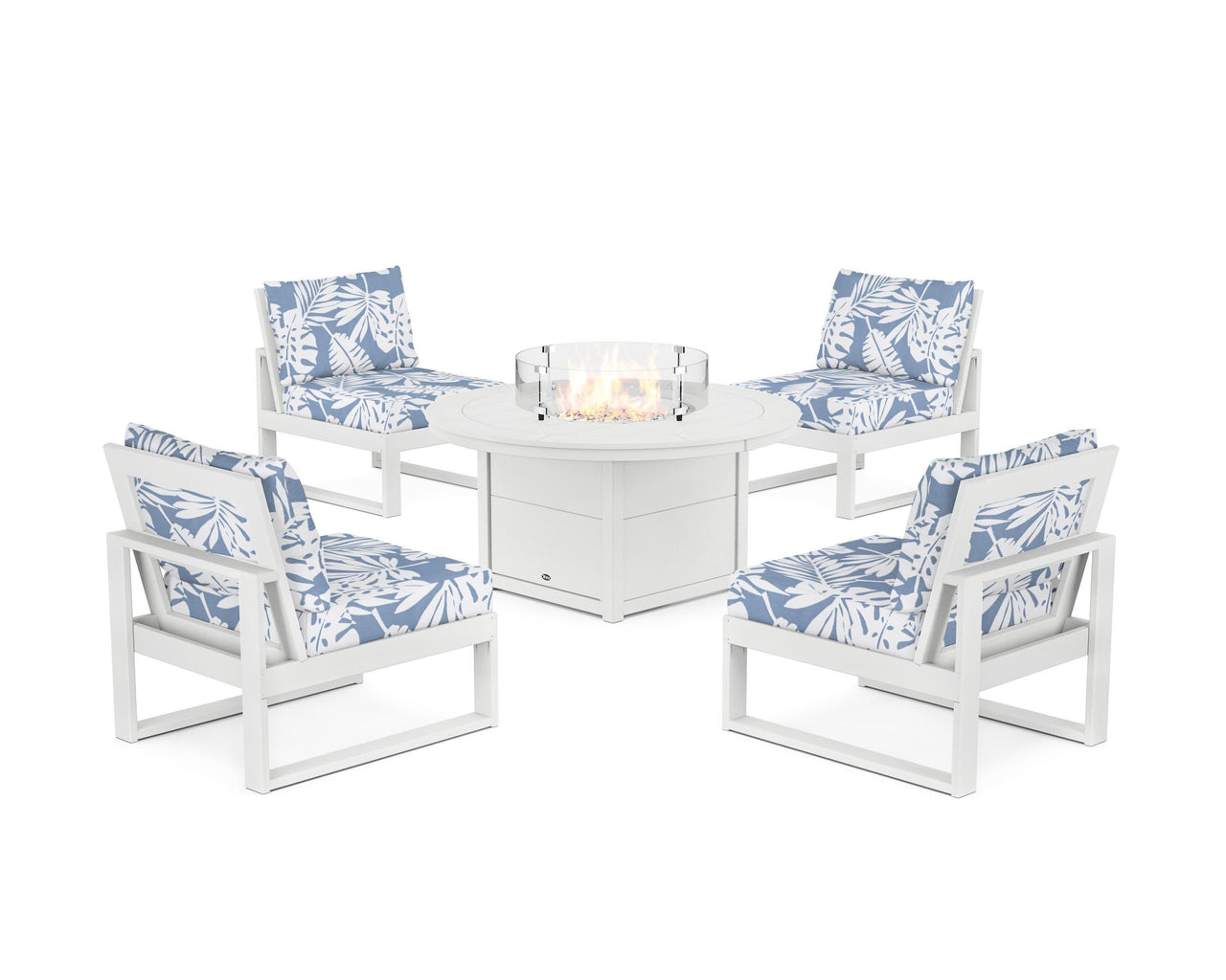 Trex Eastport Modular 5-Piece Deep Seating Set with Round Fire Pit Table