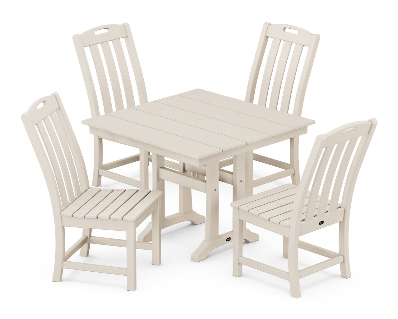 Trex Yacht Club 5-Piece Farmhouse Trestle Side Chair Dining Set - Sand Castle