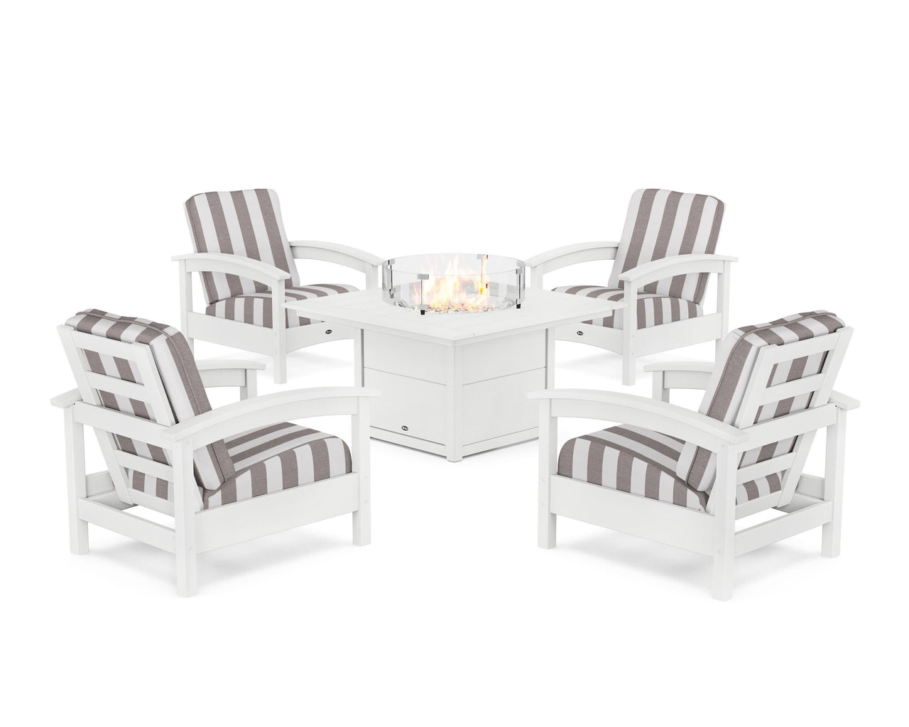 Trex Rockport 5-Piece Deep Seating Set with Square Fire Pit Table