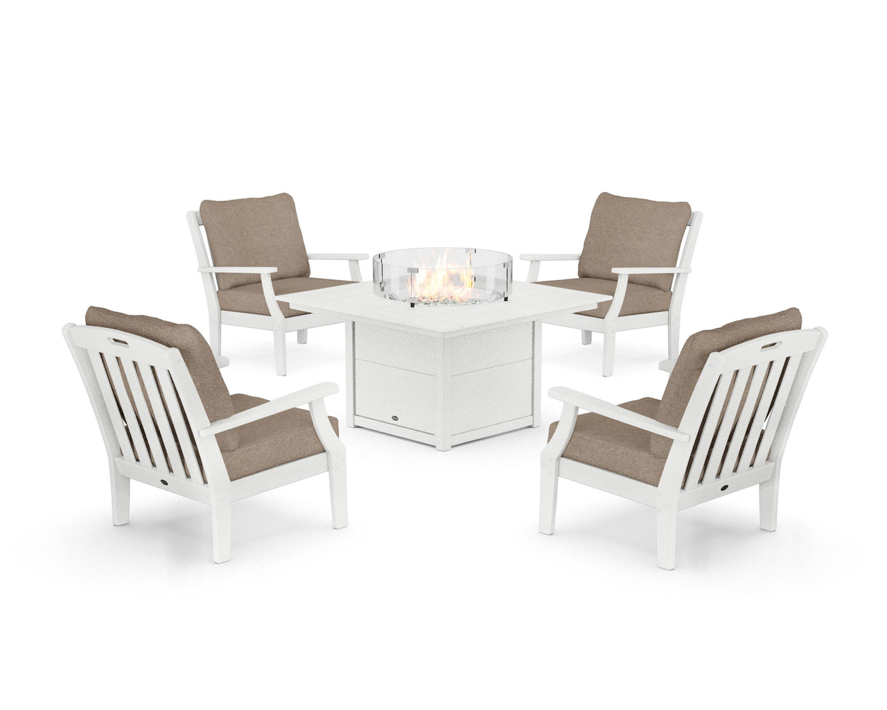 Trex Yacht Club 5-Piece Deep Seating Set with Square Fire Pit Table