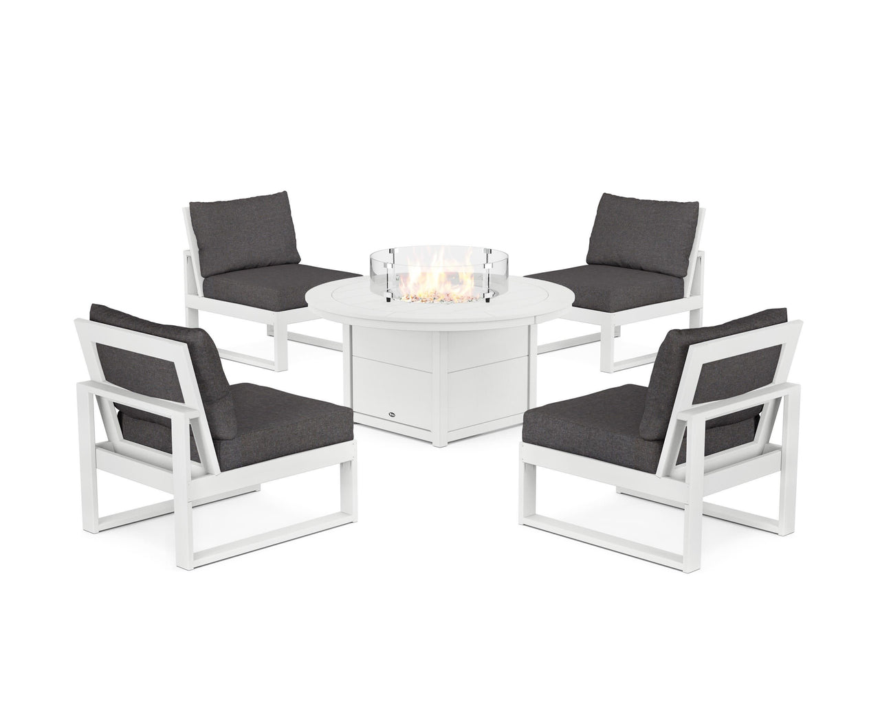 Trex Eastport Modular 5-Piece Deep Seating Set with Round Fire Pit Table