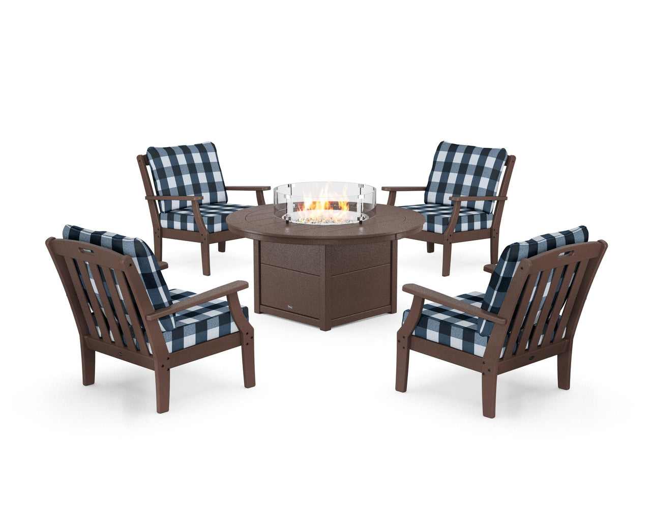 Trex Yacht Club 5-Piece Deep Seating Set with Round Fire Pit Table