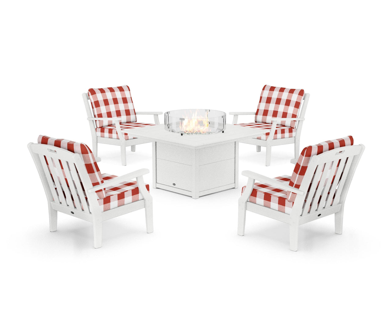 Trex Yacht Club 5-Piece Deep Seating Set with Square Fire Pit Table
