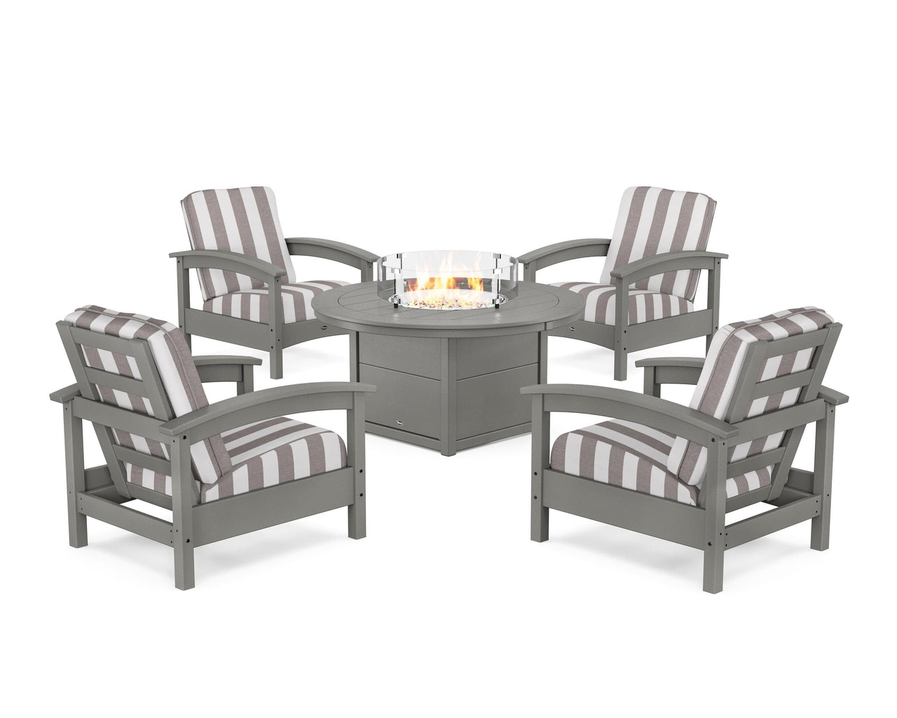 Trex Rockport 5-Piece Deep Seating Set with Round Fire Pit Table