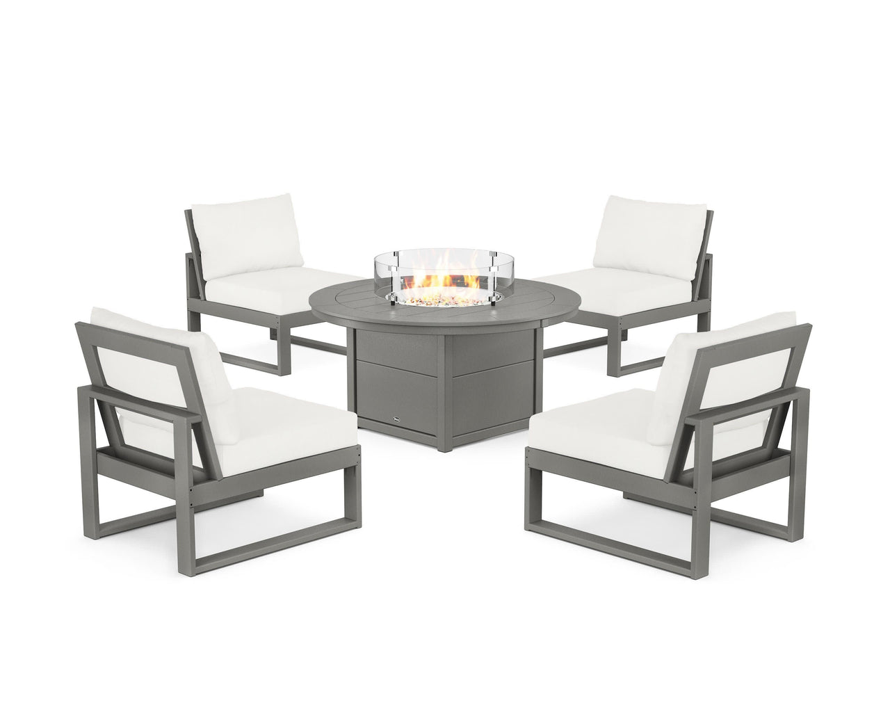 Trex Eastport Modular 5-Piece Deep Seating Set with Round Fire Pit Table